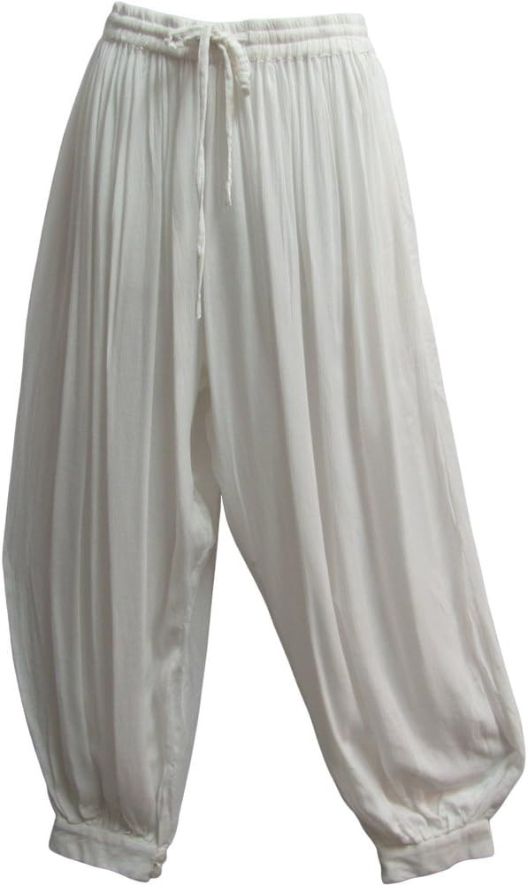 Men's Indian Aladdin Gypsy Hippie Yoga Meditation Harem Pants (White) | Amazon (US)