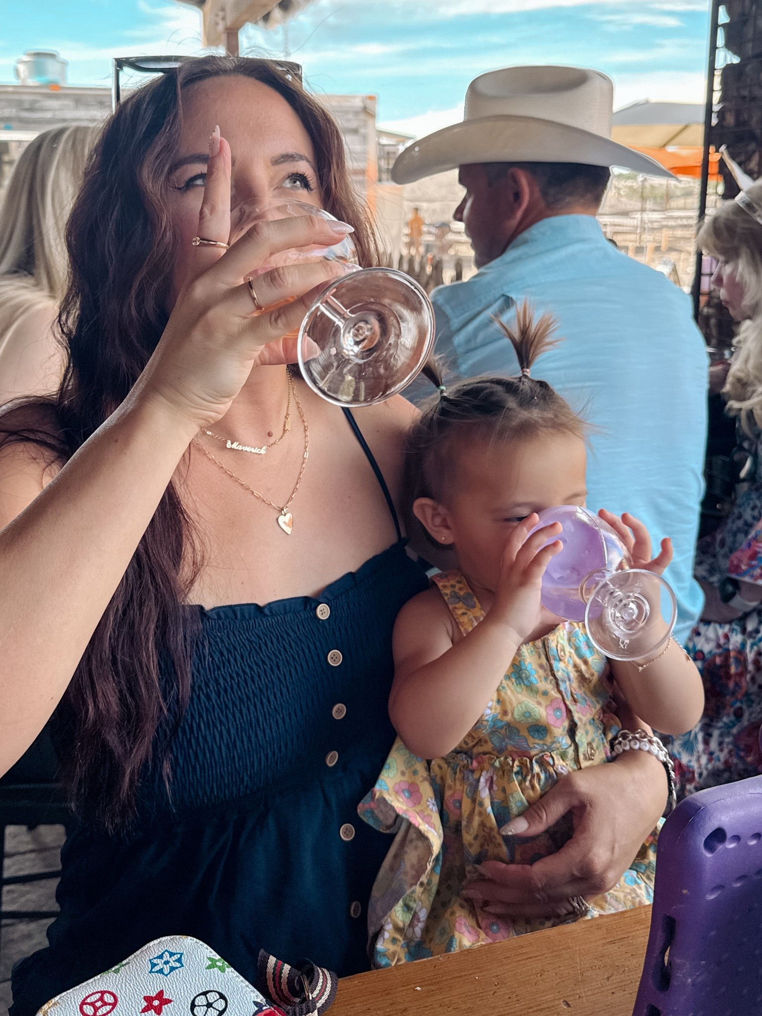 Twinning wine glasses 😅

#LTKBaby