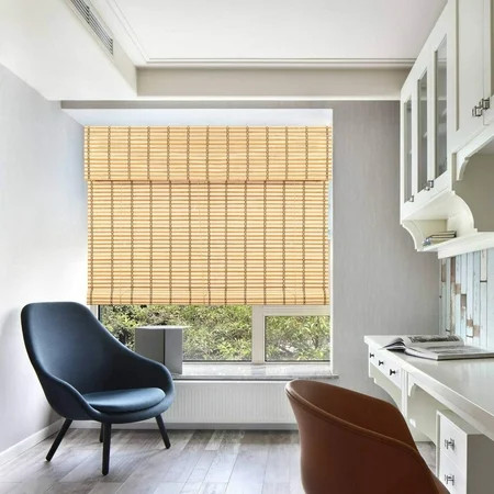 TJ Global Bamboo Roll Up Window Blind Sun Shade Light Filtering Roller Shades with Valence Natural 4 | Walmart (US)
