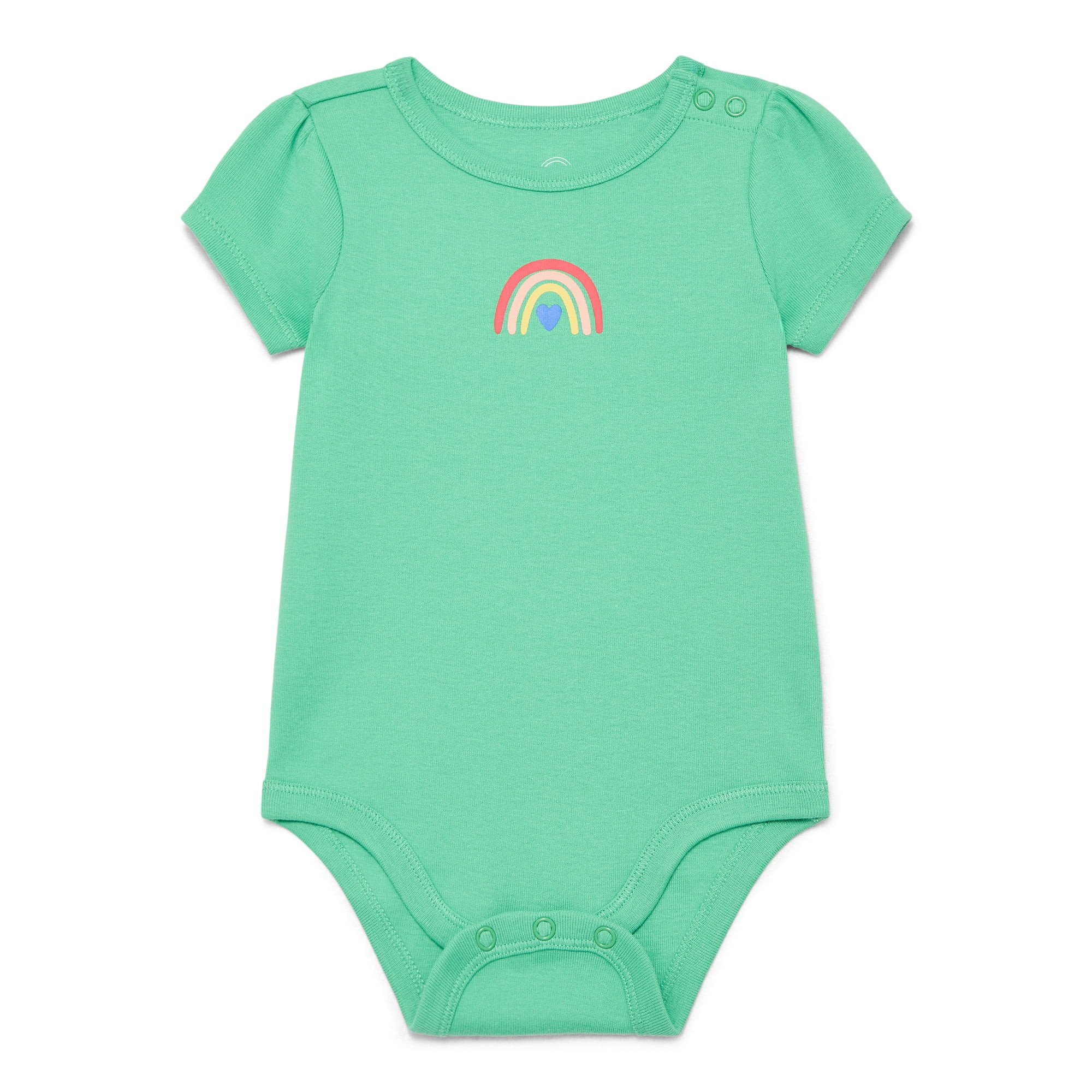 Wonder Nation Baby Girl Short Sleeve Bodysuit, Sizes 0-24 Months | Walmart (US)