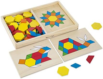 Melissa & Doug Pattern Blocks and Boards - Classic Toy With 120 Solid Wood Shapes and 5 Double-Si... | Amazon (US)