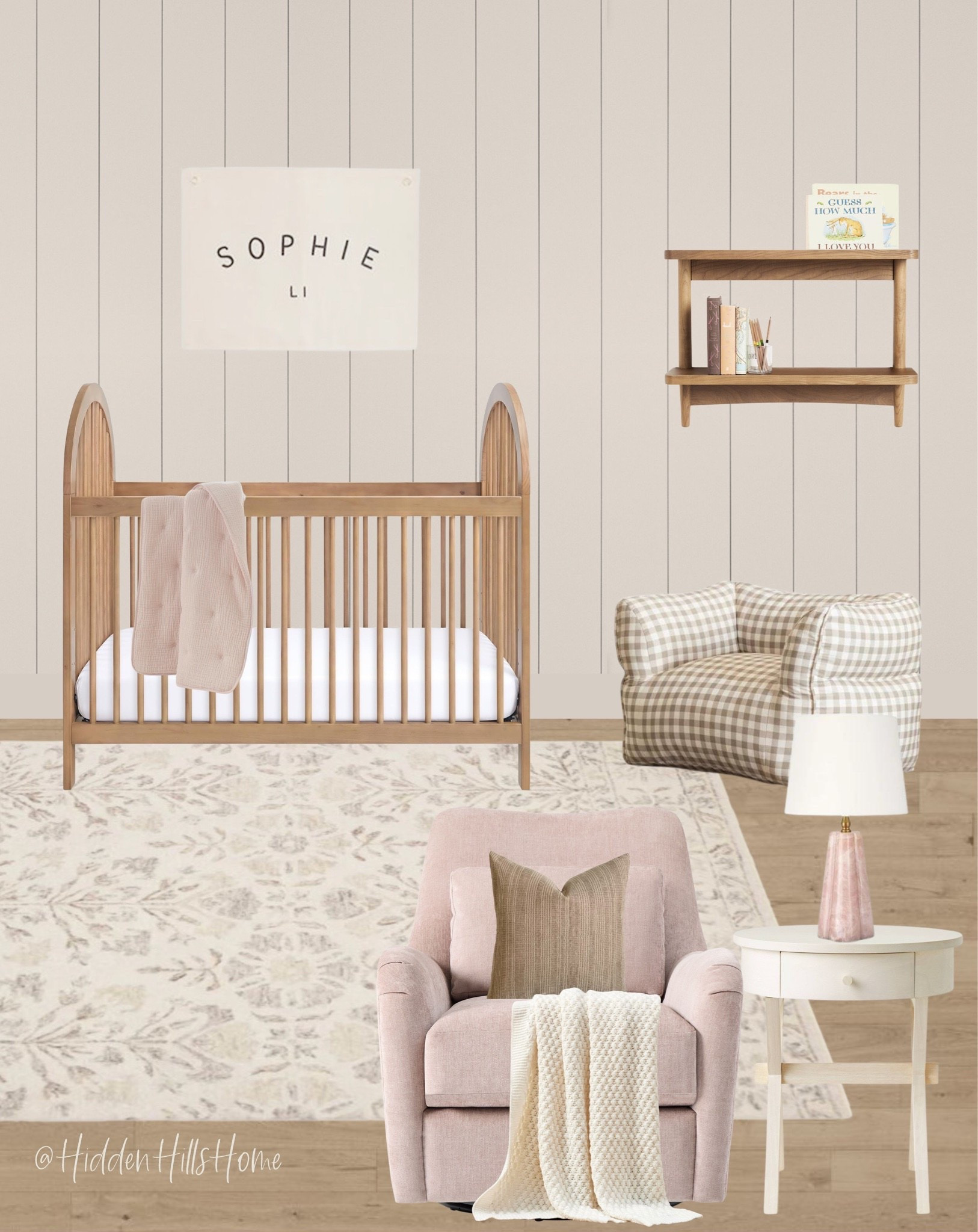 Baby girls nursery decor mood board! Cute nursery Inspo, baby girls room, nursery design ideas! Wall color is SW Modest White #nursery

#LTKHome #LTKSaleAlert #LTKBaby