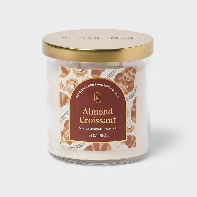 15.1oz 2-Wick Lidded Glass Jar Candle Almond Croissant - Threshold™: Soy Wax Blend, Essential O... | Target