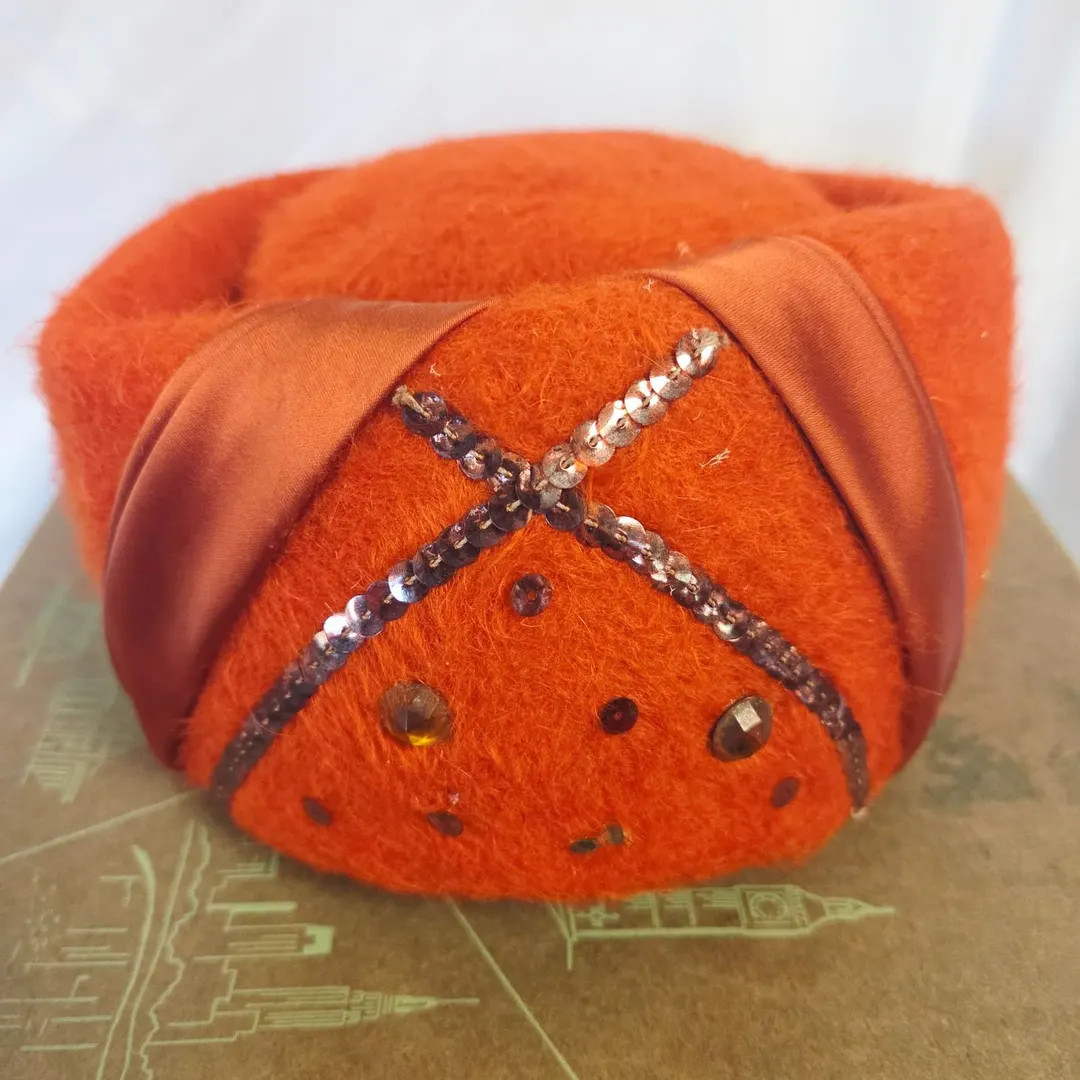 Vintage 1960s Penney's Women's Hat W/ Original Box – Orange Felt & Sequins - Etsy | Etsy (US)