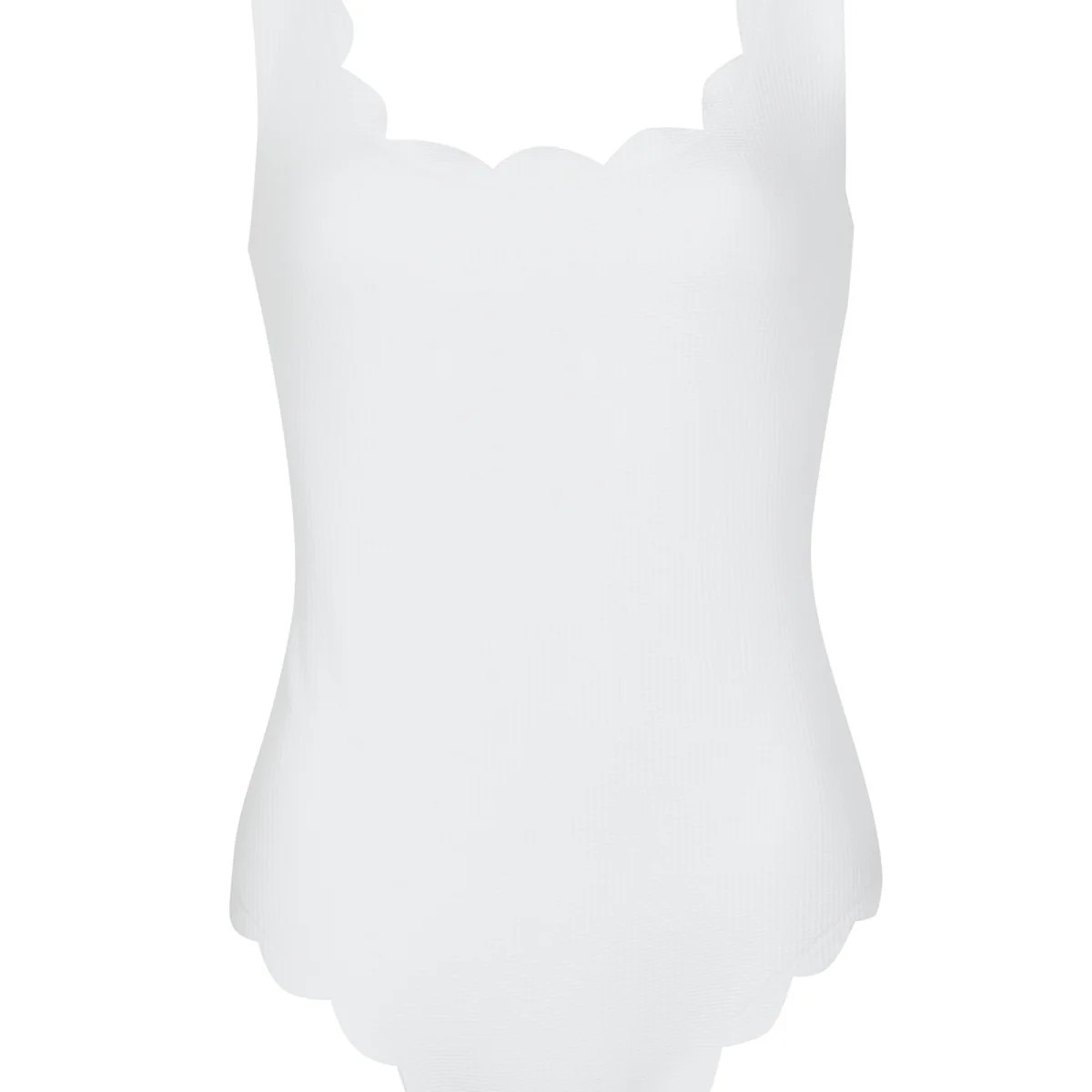 Marysia Womens Palm Springs Maillot in Coconut | Stretch Scooped Neckline Classic Shape Scalloped... | Marysia Swim