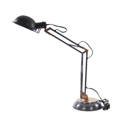 33" Black Metal Desk Table Lamp With Black Bowl Shade | Wayfair North America