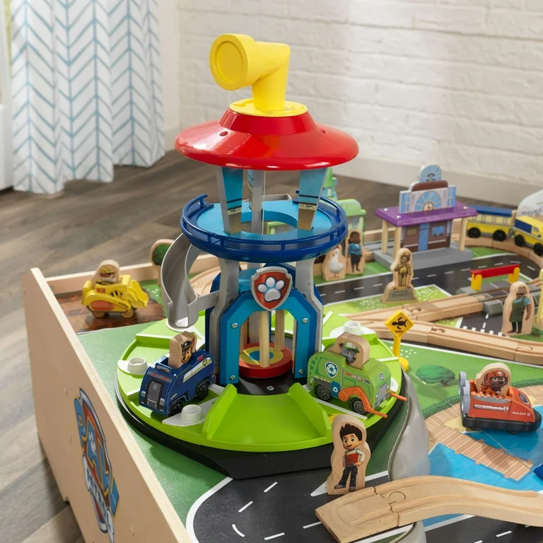 KidKraft PAW Patrol Adventure Bay Wooden Play Table with 73 Accessories for Toddlers | Walmart (US)