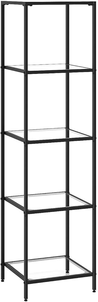 Homhedy 5-Tier Bookshelf,Metal Bookcase,Tempered Glass Shelves,Storage Rack Shelf for Home Office... | Amazon (US)