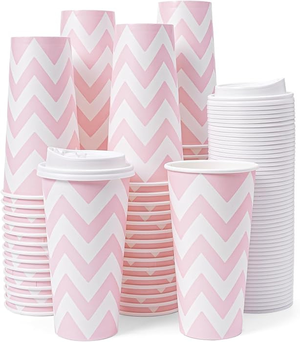Tamone 100 PACK 20OZ Pink Coffee Cups with Lids, To Go Coffee Cups with Lids Leak Proof, Disposab... | Amazon (US)