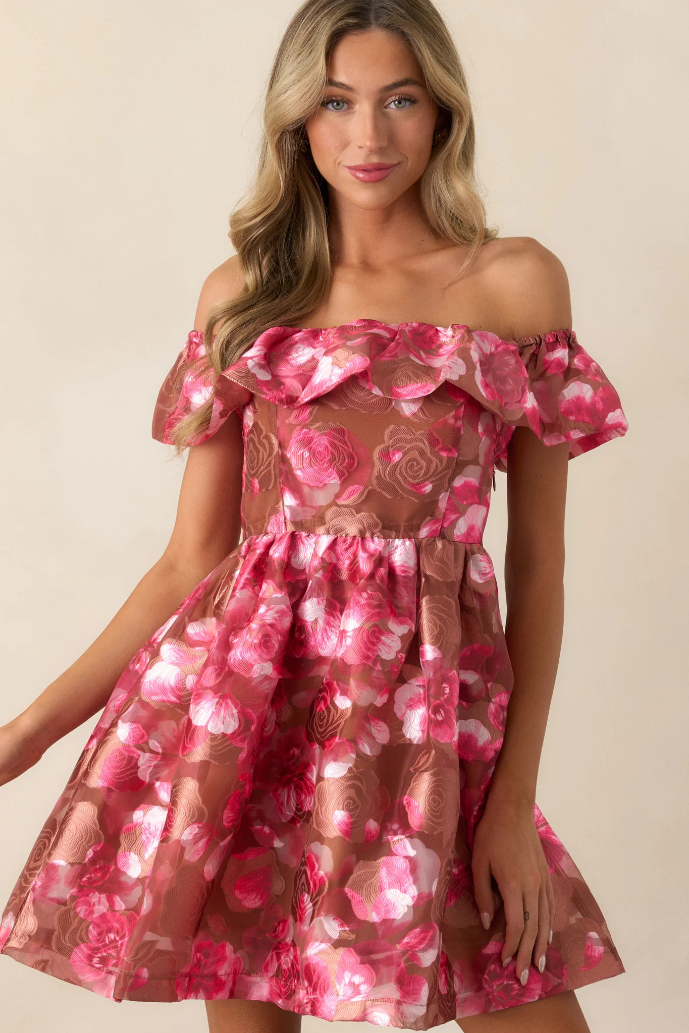 Someone To Love Camel Jacquard Mini Dress | Red Dress