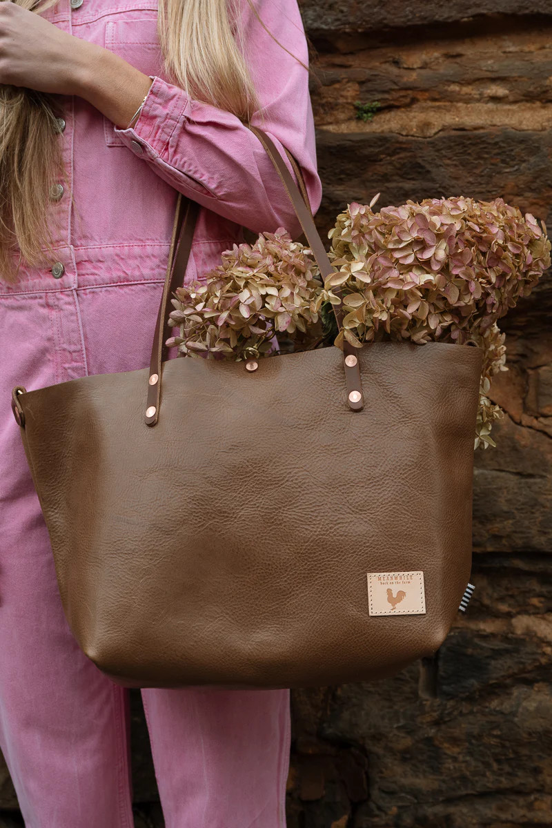 Chestnut Luxe Leather Perfect Tote | Brown Tote Bag | Meanwhile Back on the Farm