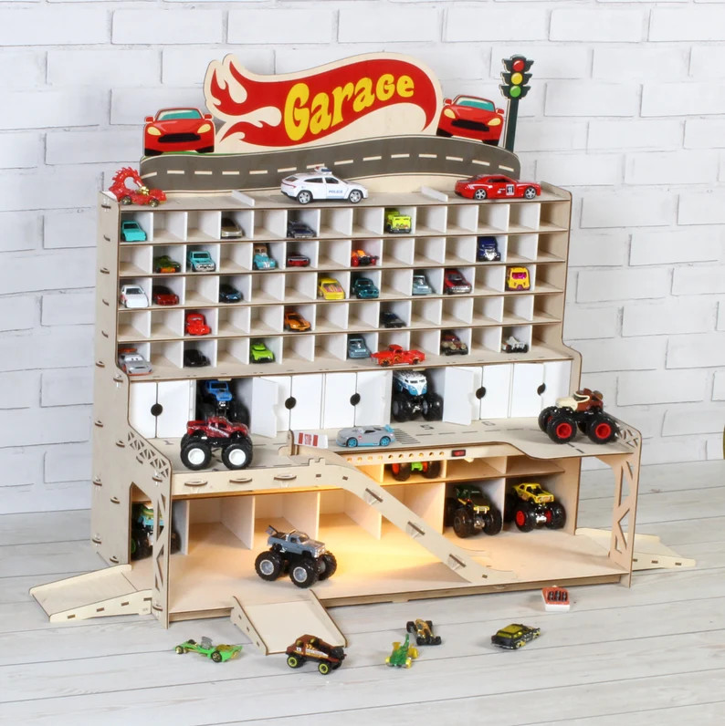 Toddler Boy Gift, Toy Car Storage for 1:64 Scale Diecast Wheel Toys, Great Nursery Decor - Etsy | Etsy (US)