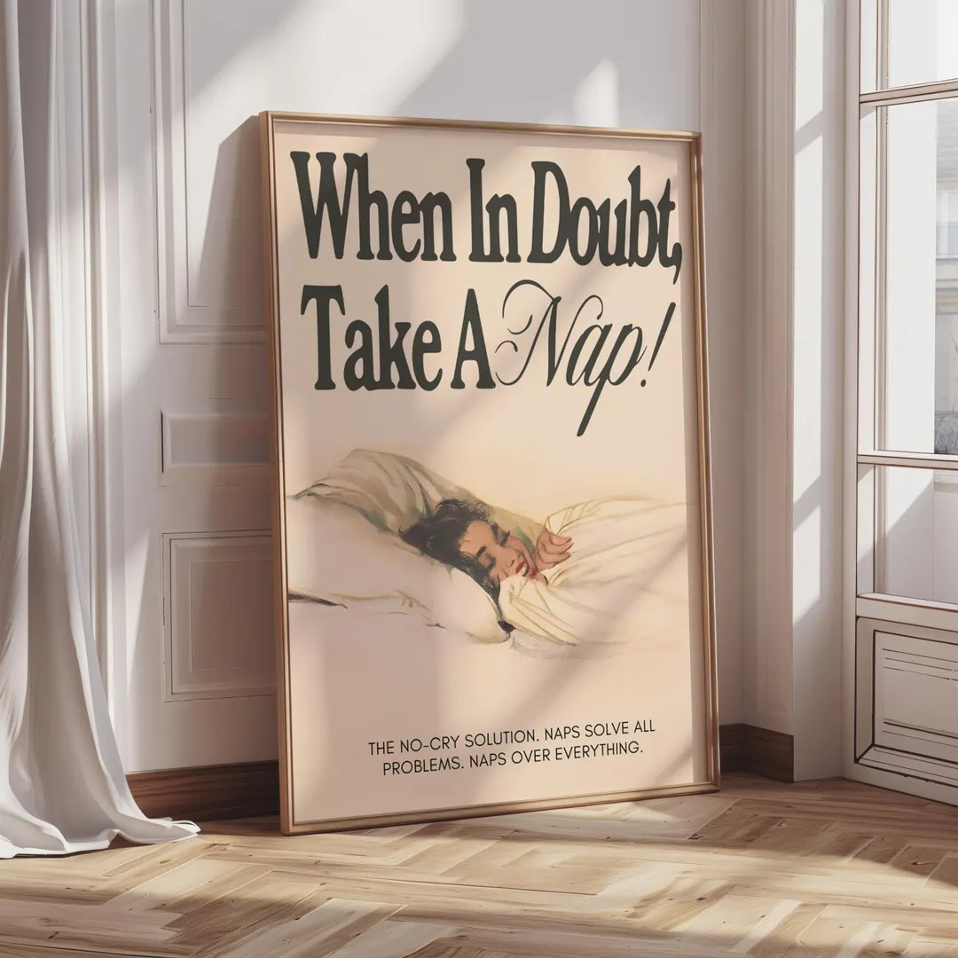 When in Doubt Take A Nap Poster, Vintage Typography Wall Art, Retro Aesthetic Printable, Funny Qu... | Etsy (US)