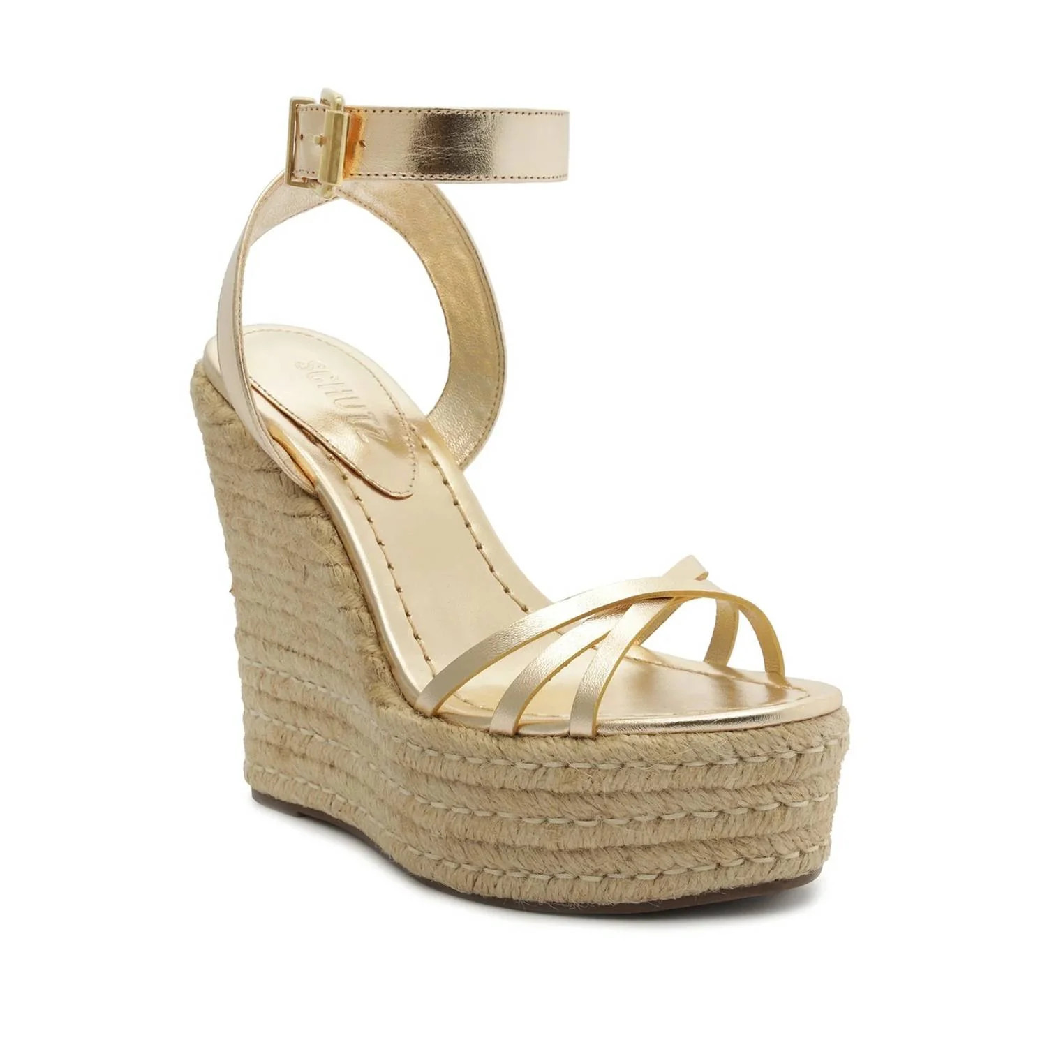 Alexandra Wedge Sandal In Gold | Shop Simon