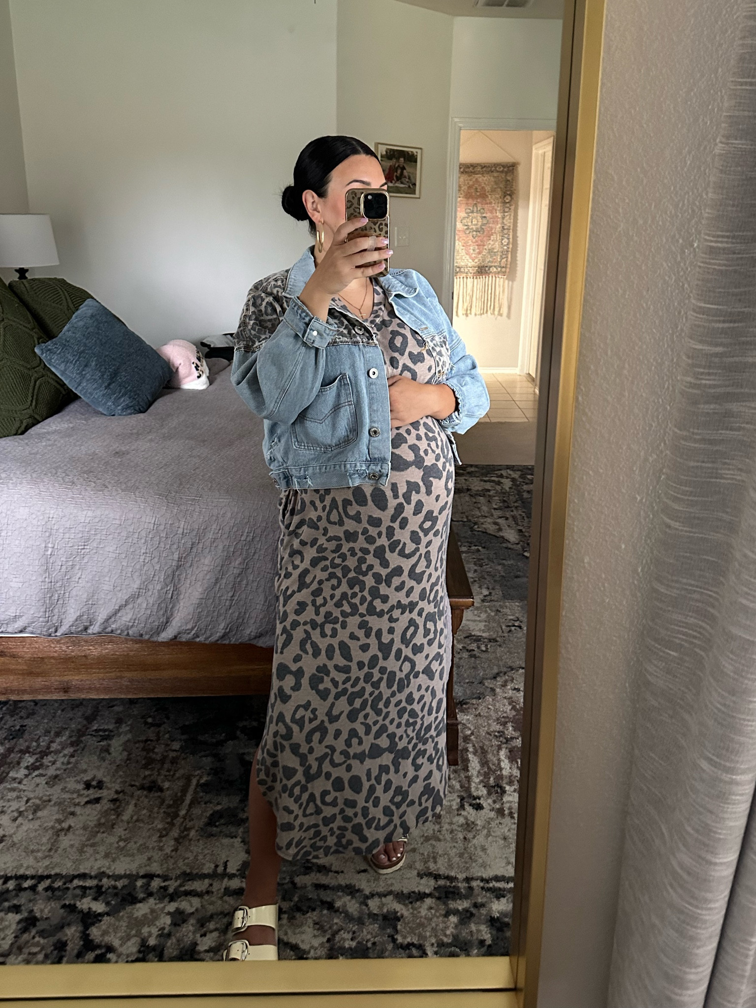 Bump friendly work outfit 

Leopard dress is comfortable and fits any trimester 

Leopard jacket
Jean jacket 
maternity style 
Favorite hoops
Gold hoops 

#LTKbump #LTKshoecrush