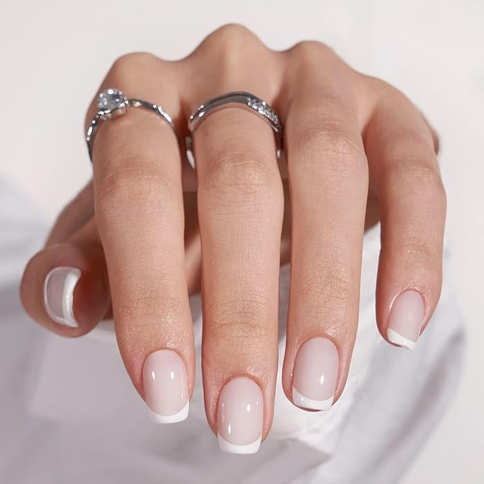 BTArtbox Press On Nails - White French Tip Press on Nails Square, Glue On Nails for Wedding Gift,... | Amazon (US)