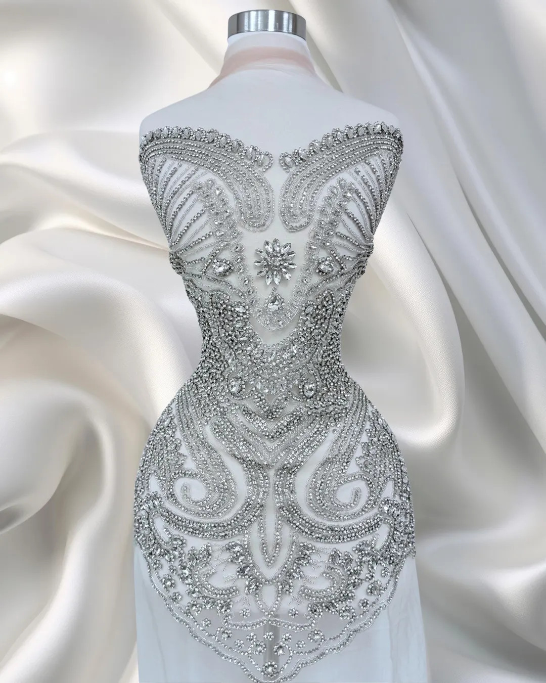 Silver Beaded Rhinestone Applique – Handmade Crystal Embellishment for Bridal Dresses, Prom Gow... | Etsy (US)