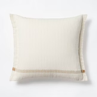 Woven Striped Textured Square Throw Pillow Cream/Camel - Threshold™ designed with Studio Mc... | Target