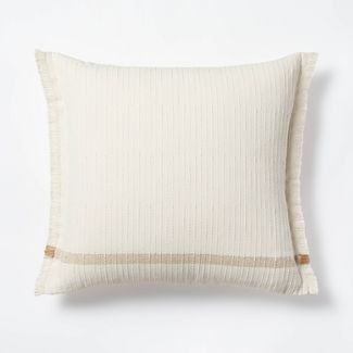 Woven Striped Textured Square Throw Pillow Cream/Camel - Threshold™ designed with Studio McGee | Target