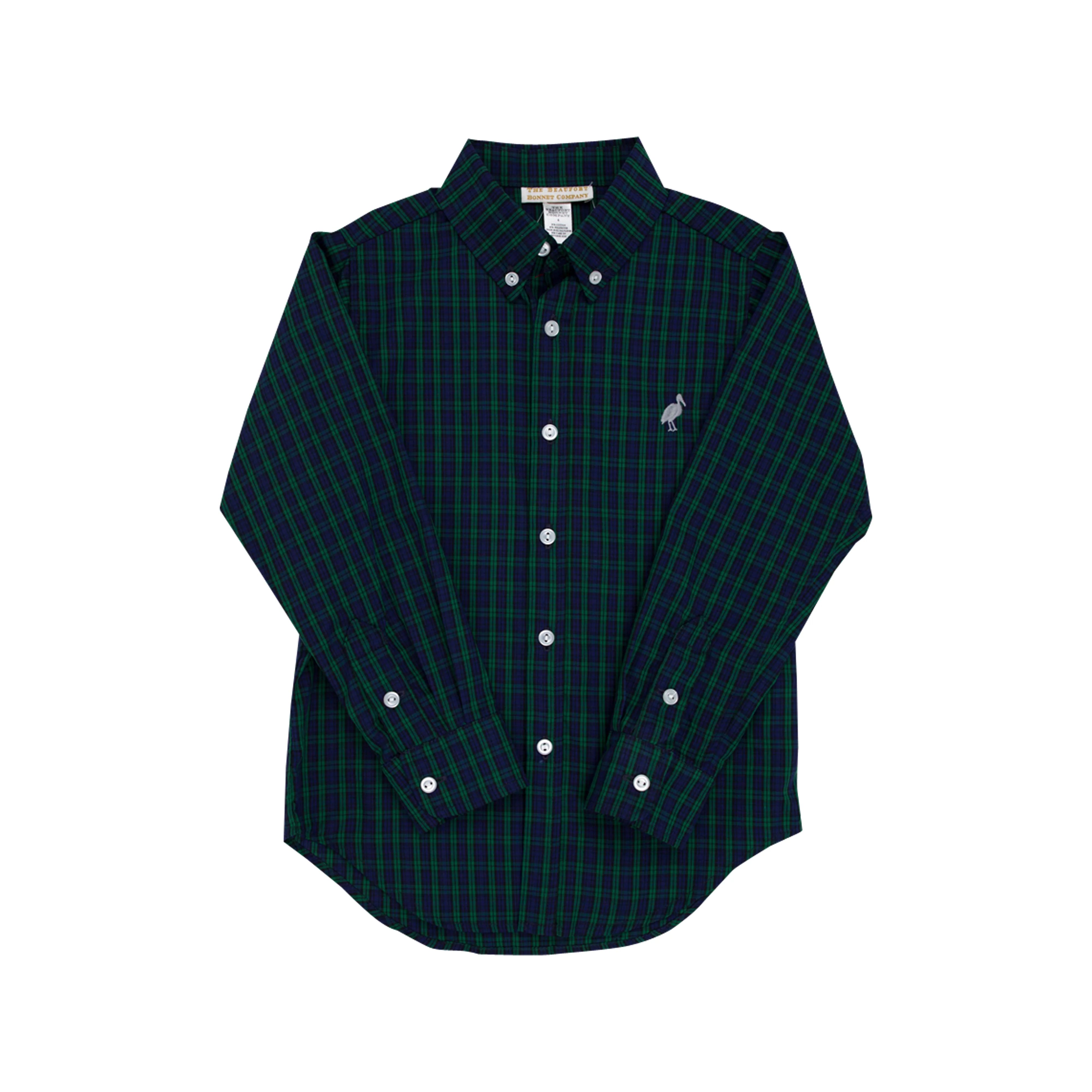 Dean's List Dress Shirt - Fall Party Plaid with Worth Avenue White Stork | The Beaufort Bonnet Company
