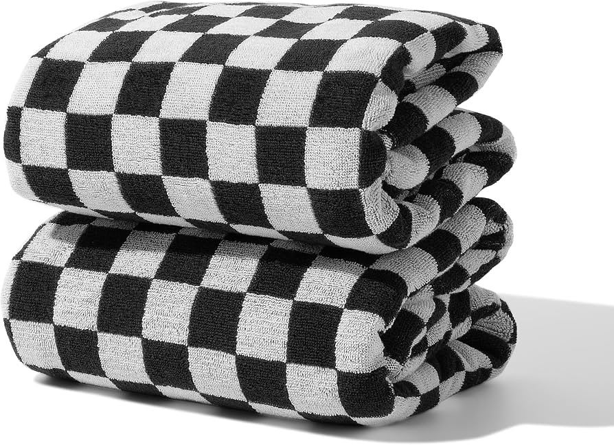Indulge in Luxury with Checkered Bath Towels - 100% Cotton, Super Soft & Absorbent, Fade-Resistan... | Amazon (US)