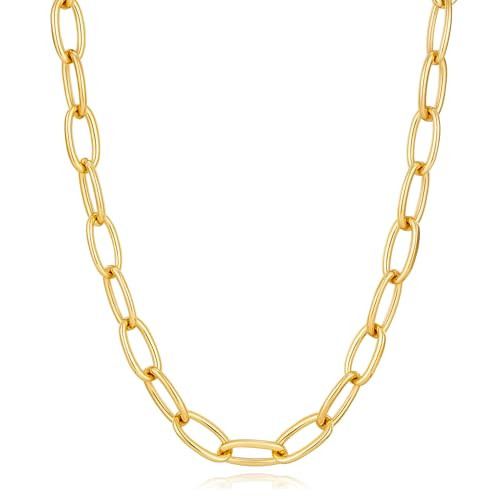 FILMOON Gold Chain Necklace Chunky Gold Plated Link Necklace for Women Men Minimalist Trendy Jewelry | Amazon (US)