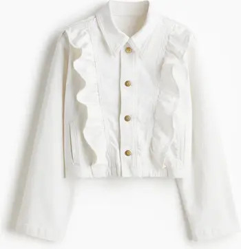 H&M Frill-trimmed Denim Jacket | Nordstrom | Nordstrom