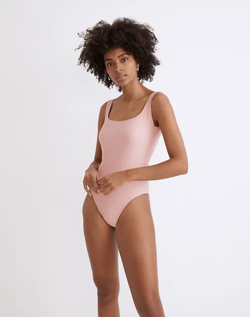 Madewell Second Wave Long Torso Square-Neck Tank One-Piece Swimsuit | Madewell