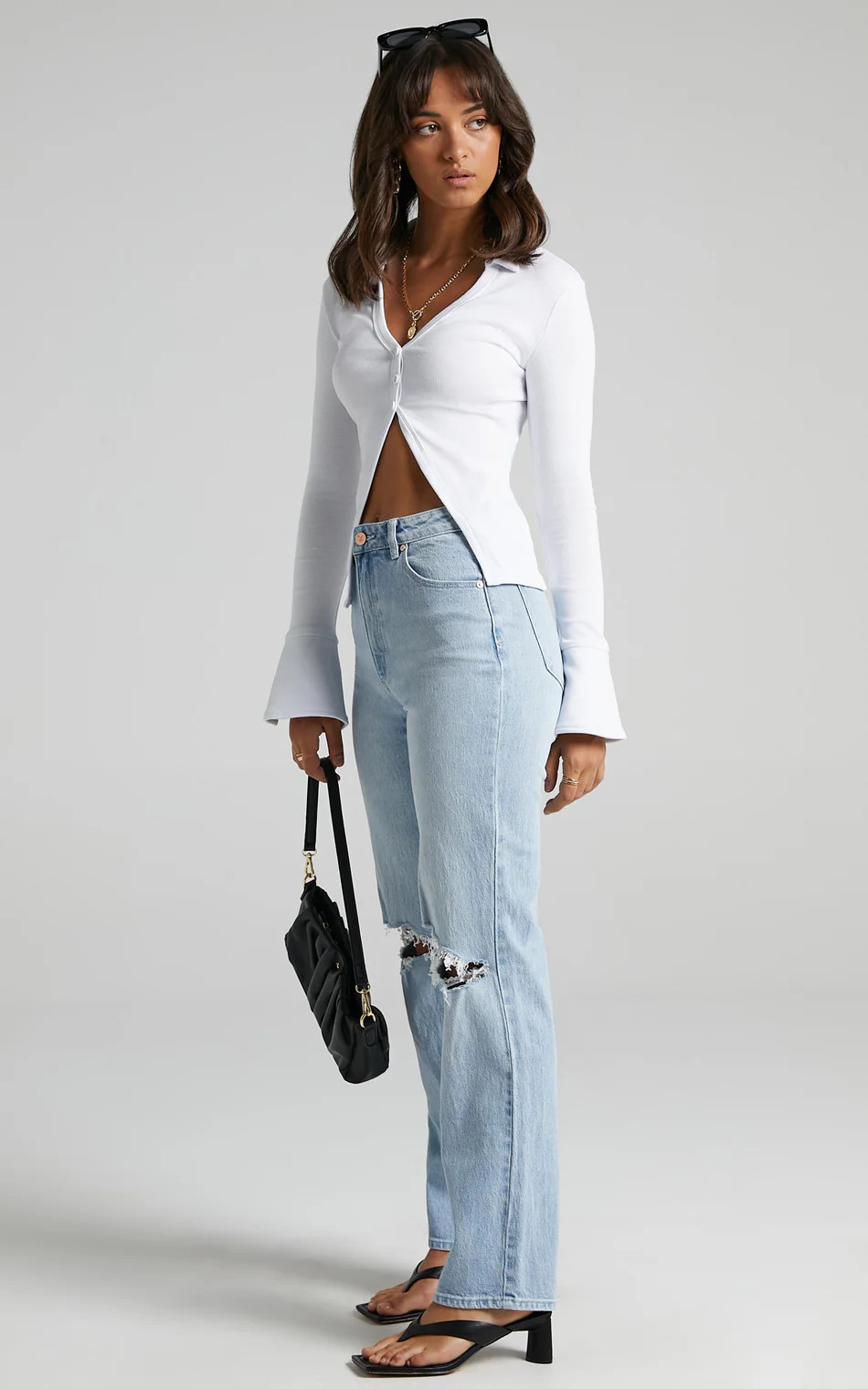 Amsu Top - Long Sleeve Button Up Top in White | Showpo (US, UK & Europe)