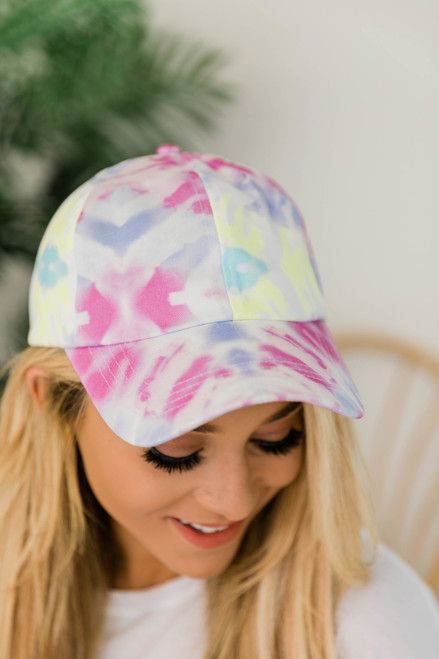 Relaxing Reality Tie Dye Hat Fuchsia | The Pink Lily Boutique