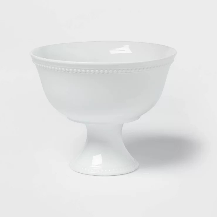 80oz Porcelain Beaded Footed Serving Bowl White  - Threshold™ | Target