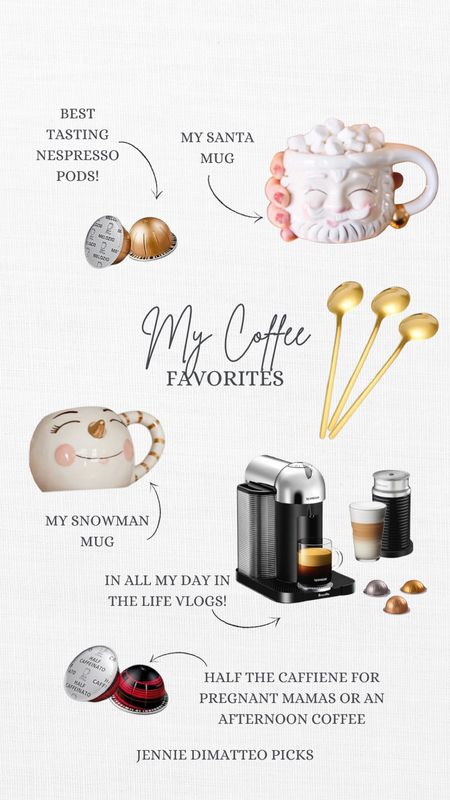 Coffee, my picks, caffeine, nespresso, pods, gold spoons, mugs, Santa, snowman 

#LTKhome #LTKSeasonal #LTKHoliday