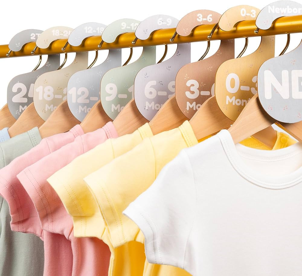 Baby Closet Dividers for Clothes Organizer - Set of 8 Adorable Wooden Double-Sided Baby Clothes S... | Amazon (US)