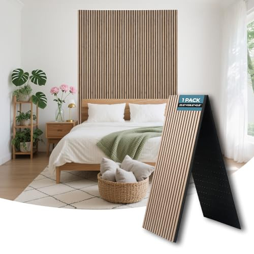 AKUMAX Large Wooden Acoustic Panels-109x24Inches Foldable Fireproof Soundproof Wall Panels for Music Room,Living Room 1 Pack (Walnut) | Amazon (US)