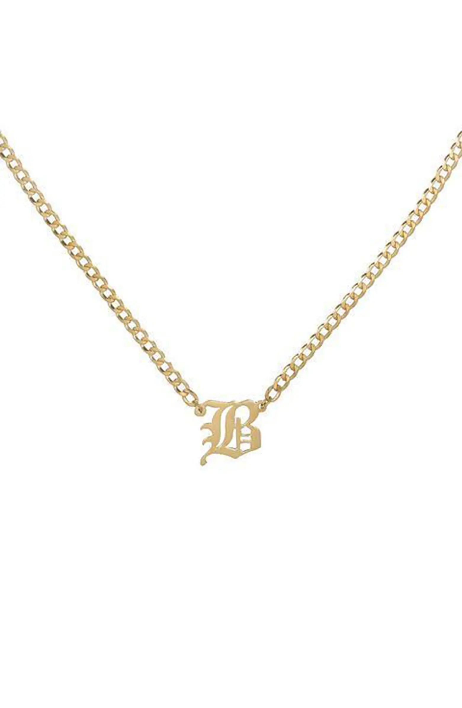 Personalized Old English Initial Cuban Chain Necklace | Nordstrom