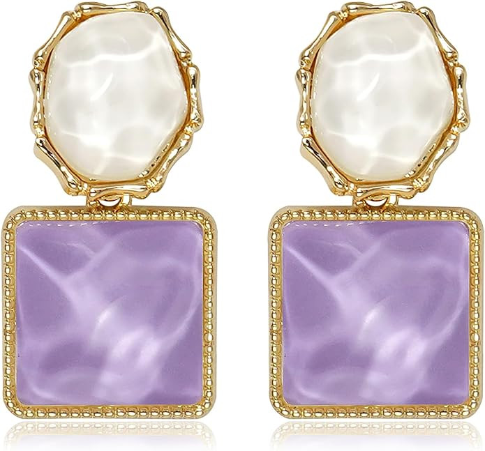 Asymmetrical Earrings for Women Boho Resin Dangle Earrings Acrylic Water Ripple Earring | Amazon (US)