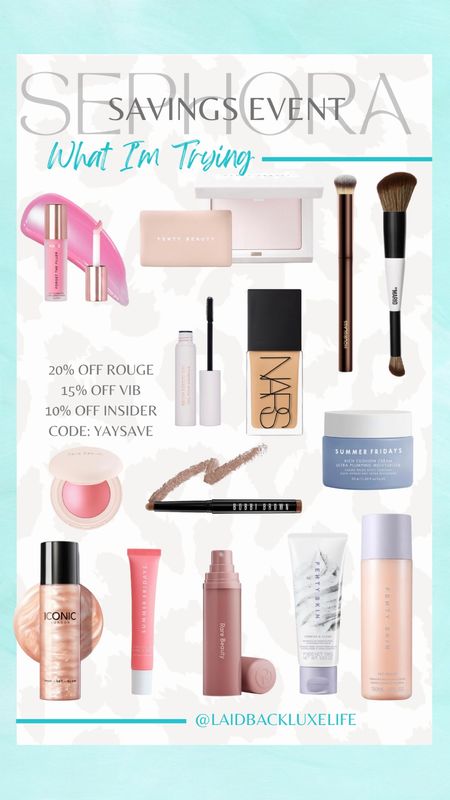 Sephora Savings Event is happening now! All tiers can shop on 4/9 - 4/15! Save 10-20% off depending on your tier with code YAYSAVE, All Sephora Collection is 30% off for all tiers! Sephora Sale, Sephora must haves, Sephora favorites, Sephora bestsellers, Sephora beauty, makeup must haves, Spring 2024, #LaidbackLuxeLife 

Some goodies I’m trying for the first time, many are bestsellers and loved by makeup artists:

Shades:

✨Lawless lip plumping gloss ‘Daisy Pink’ 
✨NARS foundation ‘Barcelona’
✨Rare Beauty blush ‘Happy’
✨Bobbi Brown eyeshadow stick ‘Taupe’
✨Iconic London Prep, Set Glow ‘Original’
✨Summer Fridays lip balm ‘Pink Sugar'

Follow me for more fashion finds, beauty faves, lifestyle, home decor, sales and more! So glad you’re here!! XO, Karma

#LTKbeauty #LTKxSephora #LTKsalealert