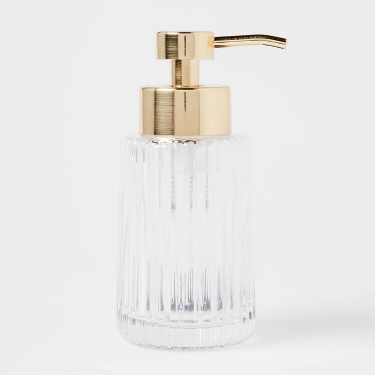Mdesign Plastic Kitchen Sink Countertop Hand Soap Dispenser - Clear/bronze  : Target