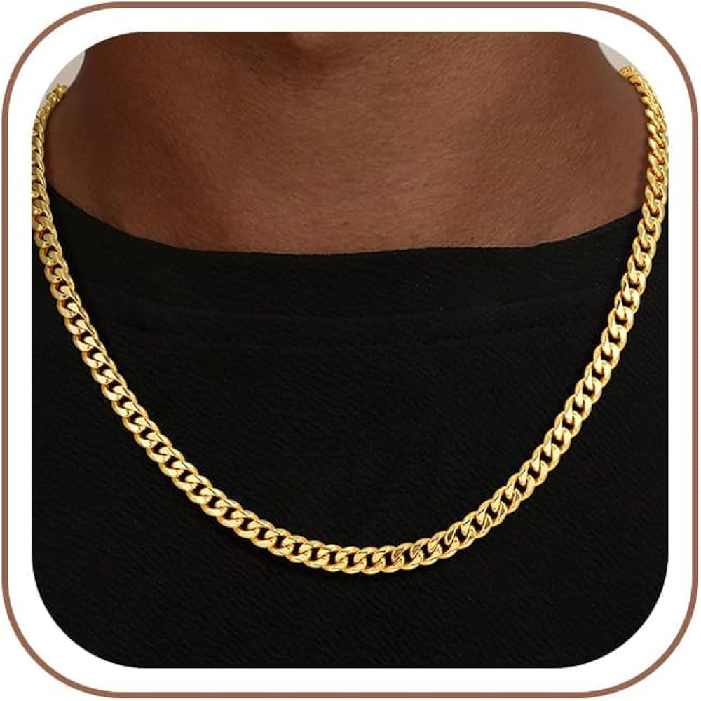 HIMSTORY Cuban Link Chain for Men, 18K Gold Over 925 Sterling Silver 3.5MM/5MM/7MM Cuban Chain Di... | Amazon (US)
