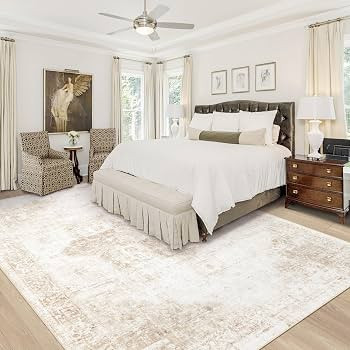Area Rug 9x12 Washable Rug, Vintage Boho Medallion Rugs Non-Slip Soft Low Pile Large Distressed R... | Amazon (US)