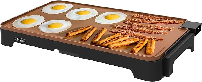 BELLA XL Electric Ceramic Titanium Griddle, Make 15 Eggs At Once, Healthy-Eco Non-stick Coating, ... | Amazon (US)