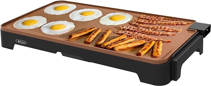BELLA XL Electric Ceramic Titanium Griddle, Make 15 Eggs At Once, Healthy-Eco Non-stick Coating, ... | Amazon (US)