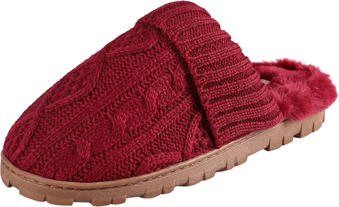 Jessica Simpson Women's Soft Cable Knit Slippers with Indoor/Outdoor Sole | Amazon (US)