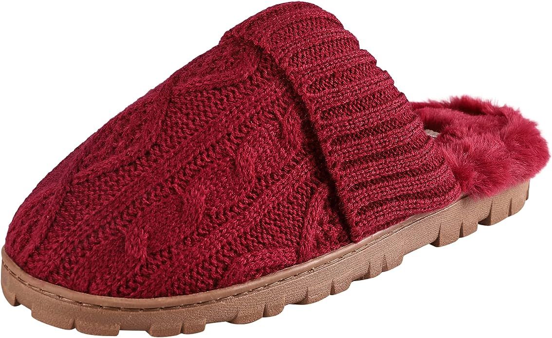 Jessica Simpson Women's Soft Cable Knit Slippers with Indoor/Outdoor Sole | Amazon (US)