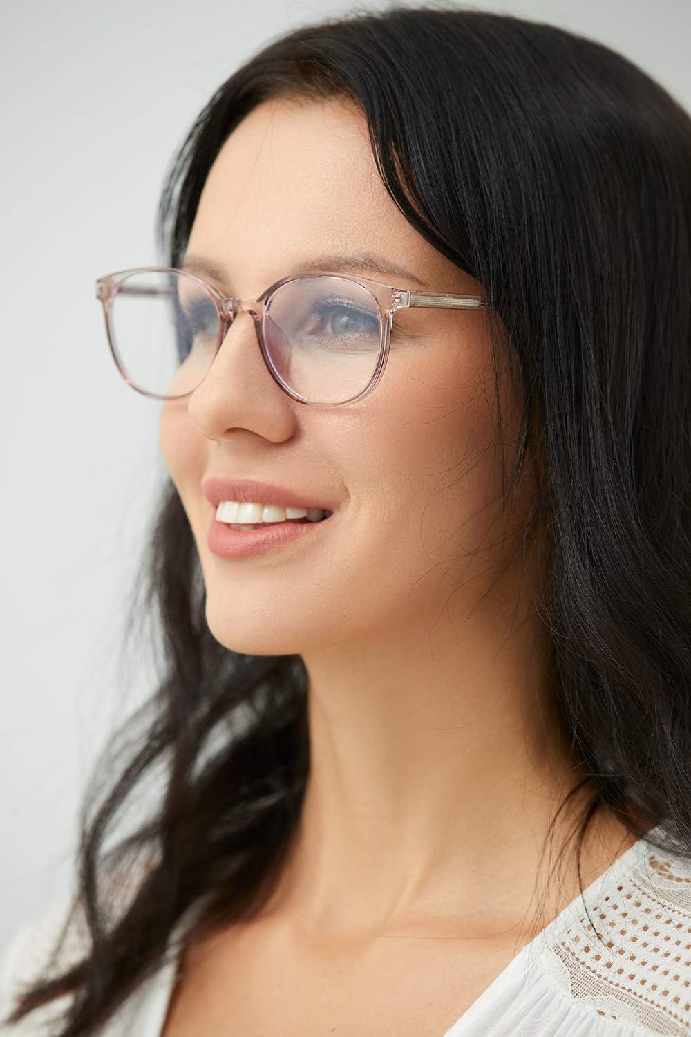 FONHCOO Blue Light Blocking Glasses Women Men Computer Eyeglasses,TR90 Fashion Round Transparent ... | Amazon (US)