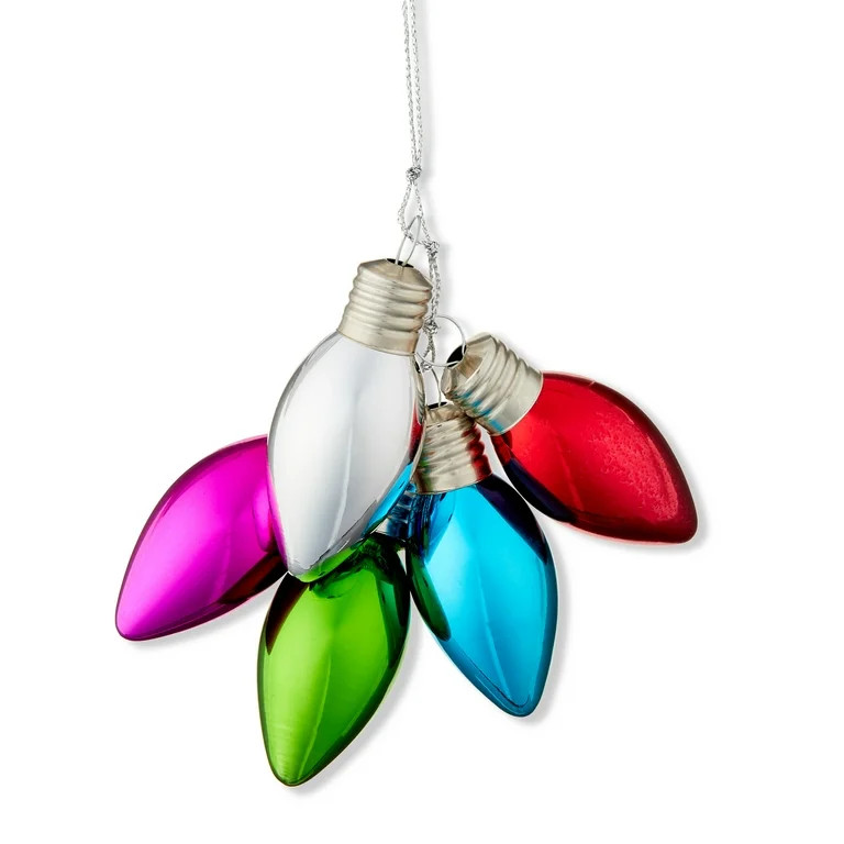 Metallic C7 Glass Bulb Christmas Ornament, Multicolor, 6 in, by Holiday Time - Walmart.com | Walmart (US)