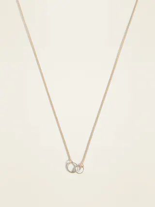 Gold-Toned Interlocking-Hoop Pendant Necklace for Women | Old Navy (US)