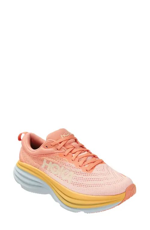 HOKA Bondi 8 Running Shoe in Shell Coral /Peach Parfait at Nordstrom, Size 9 | Nordstrom
