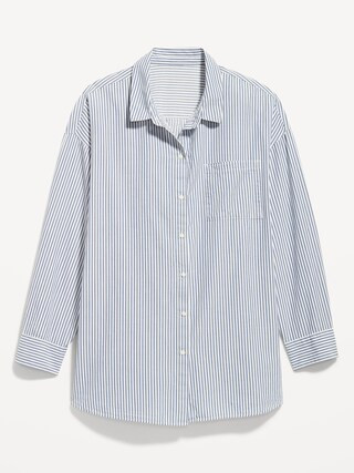 Linen-Blend Striped Boyfriend Shirt for Women | Old Navy (US)