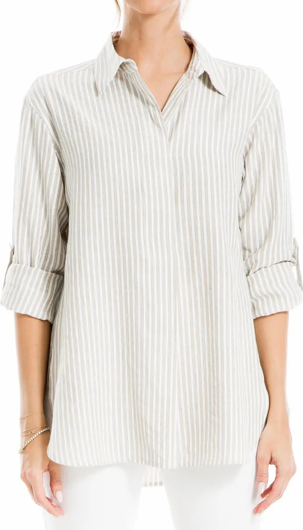 Stripe Oversize Long Sleeve Button-Up Tunic | Nordstrom Rack